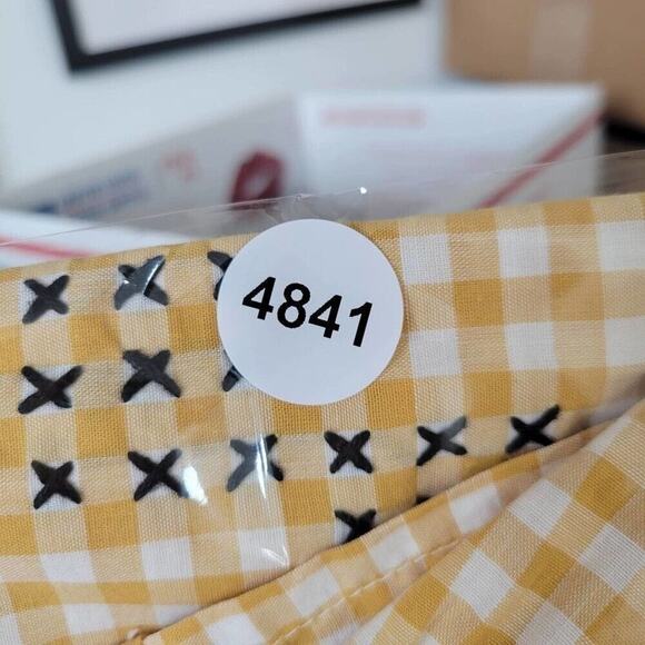 Handmade Black Stitched Yellow Gingham Apron One Size - Picture 7 of 8